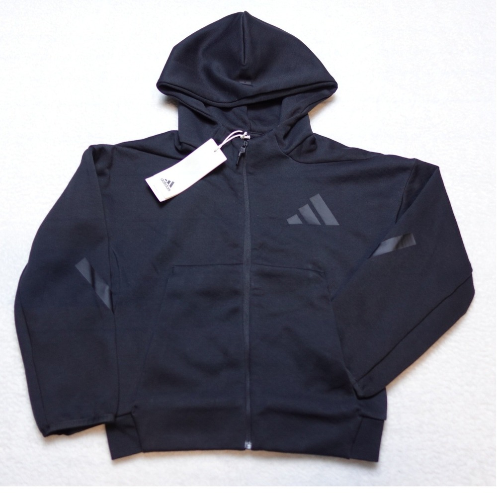 Adidas Z.N.E. JF2847 Kids Full Zip Track Top Hoodie Size S Black Recycled Blend